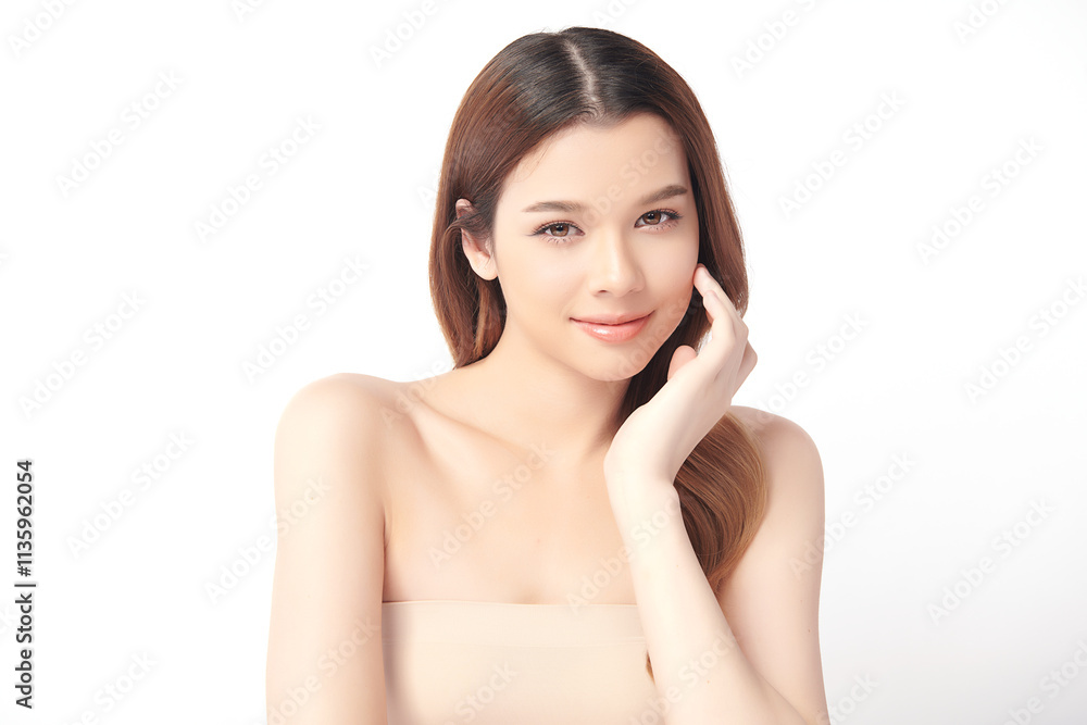 Beautiful young asian woman with clean fresh skin on white background, Face care, Facial treatment, Cosmetology, beauty and spa, Asian women portrait. Beautiful young asian woman with clean fresh skin on white background, Face care, Facial treatment, Cosmetology, beauty and spa, Asian women portrait.