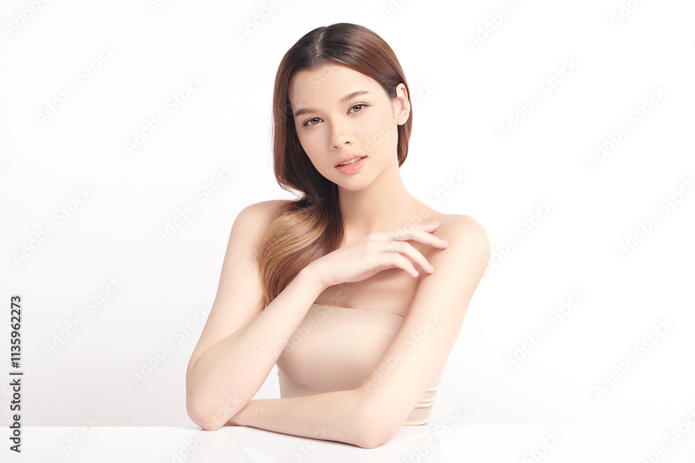 Beautiful young asian woman with clean fresh skin on white background, Face care, Facial treatment, Cosmetology, beauty and spa, Asian women portrait. Beautiful young asian woman with clean fresh skin on white background, Face care, Facial treatment, Cosmetology, beauty and spa, Asian women portrait.
