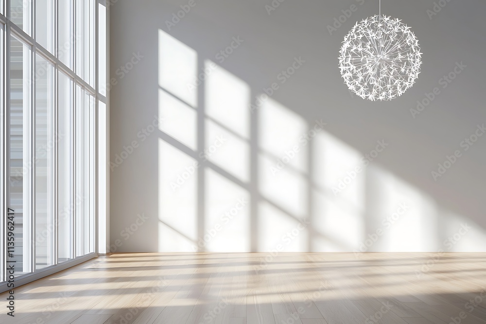 Sunlight Illuminating Empty Room: A minimalist aesthetic captures the essence of light and space, with natural sunlight streaming through large windows. Sunlight Illuminating Empty Room: A minimalist aesthetic captures the essence of light and space, with natural sunlight streaming through large windows.