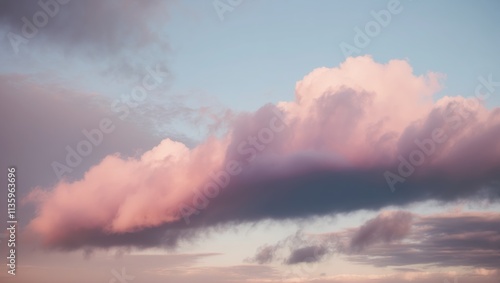 Soft pink and purple clouds drift in a serene sky, creating a tranquil atmosphere at dusk.