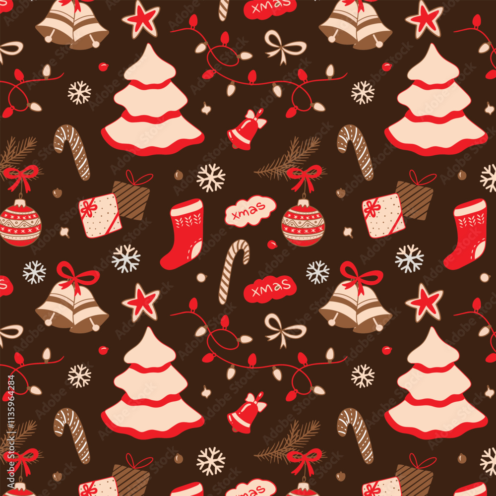 Christmas and new year seamless cute pattern, hand drawn, doodle, textile, cover, fabric, packaging paper, backgrounds, vector Christmas and new year seamless cute pattern, hand drawn, doodle, textile, cover, fabric, packaging paper, backgrounds, vector