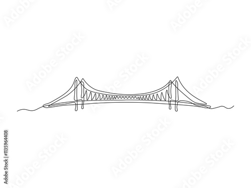 Abstract Bridge,  continuous single line art drawing sketch, logo