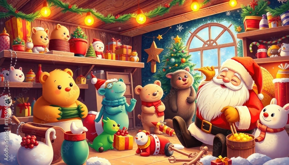 Santa's Workshop Filled with Funny Animals Making Christmas Toys Digital Art. Free Christmas Background. Chrismas Wallpaper. Cool Wallpaper 4k Santa's Workshop Filled with Funny Animals Making Christmas Toys Digital Art. Free Christmas Background. Chrismas Wallpaper. Cool Wallpaper 4k