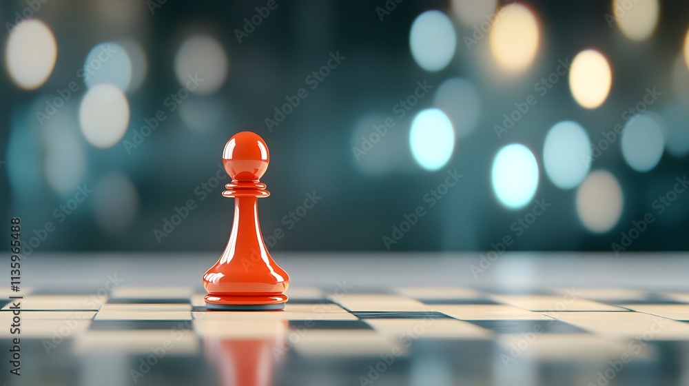 Strategic Game Play with an Orange Pawn on a Chessboard Indoor Setting Digital Art Contemporary Style Close-Up Perspective Strategic Game Play with an Orange Pawn on a Chessboard Indoor Setting Digital Art Contemporary Style Close-Up Perspective