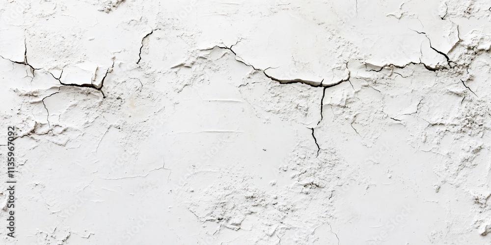 Fototapeta premium Cracked White Plaster Wall Texture Background