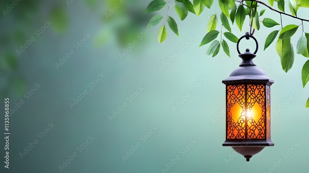 Illuminating Lantern Hanging Among Leaves Nature Setting Decorative Light Tranquil Environment Close-Up View Serenity Concept Illuminating Lantern Hanging Among Leaves Nature Setting Decorative Light Tranquil Environment Close-Up View Serenity Concept