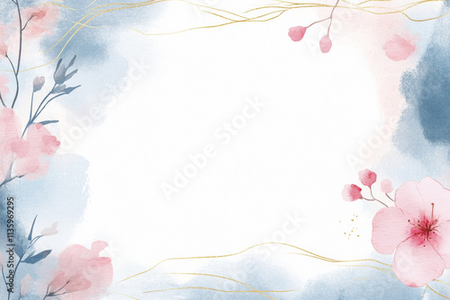 Fototapeta Naklejka Na Ścianę i Meble -  Elegant watercolor background with soft floral elements and blank space