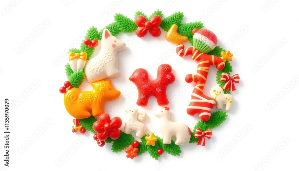 Christmas Candy Shaped Like Animals Arranged Into a Festive Wreath Vector Art. Free Christmas Background. Chrismas Wallpaper. Cool Wallpaper 4k Christmas Candy Shaped Like Animals Arranged Into a Festive Wreath Vector Art. Free Christmas Background. Chrismas Wallpaper. Cool Wallpaper 4k
