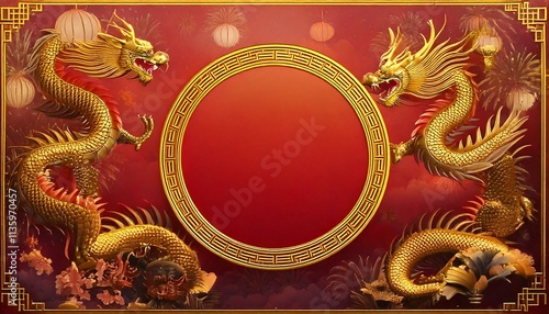 Wallpaper Mural golden dragon on red wall:For thumbnails and banners.　 Torontodigital.ca