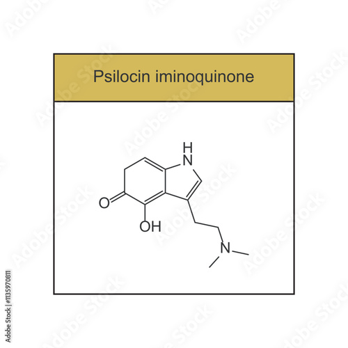 Psilocin iminoquinone skeletal structure diagram.psychedelic compound molecule scientific illustration.