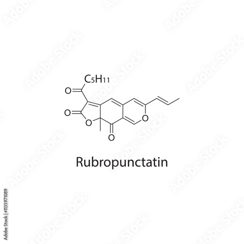 Rubropunctatin skeletal structure diagram.pigment compound molecule scientific illustration. photo