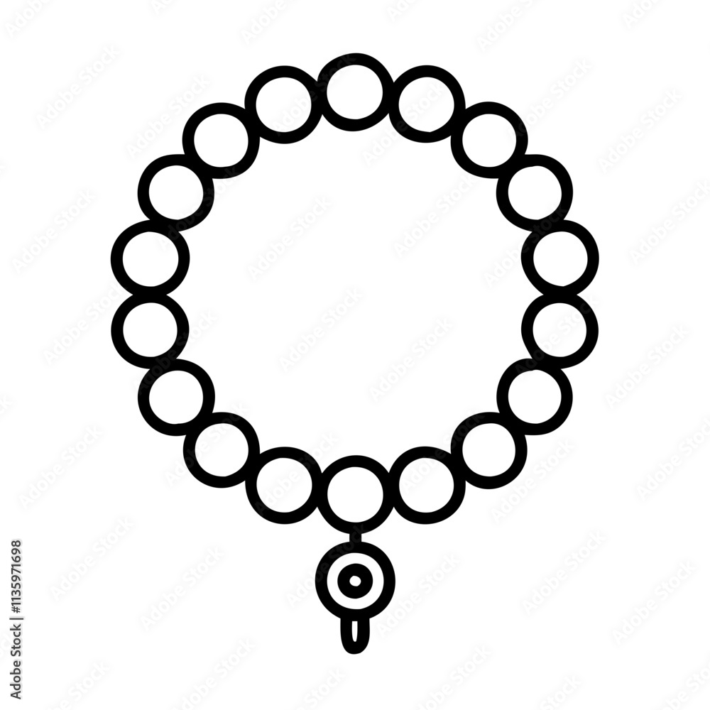 Obraz premium mantra beads mala - simple black line art icon of mantra beads mala, for yoga daycelebrations. yoga vector art.