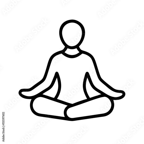 lotus pose padmasana - simple black line art icon of lotus pose padmasana, for yoga daycelebrations. yoga vector art.