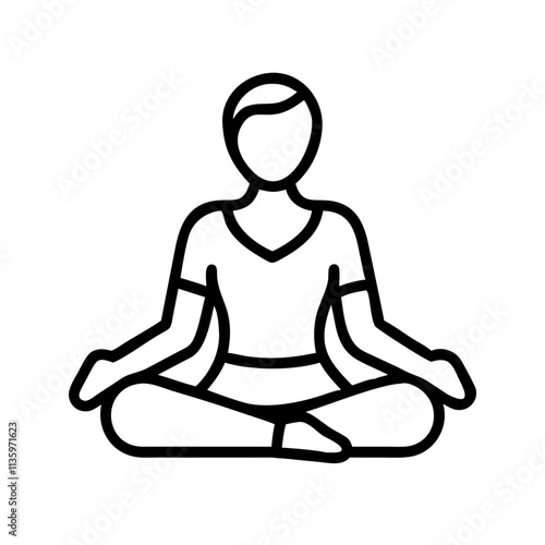 lotus pose padmasana - simple black line art icon of lotus pose padmasana, for yoga daycelebrations. yoga vector art.