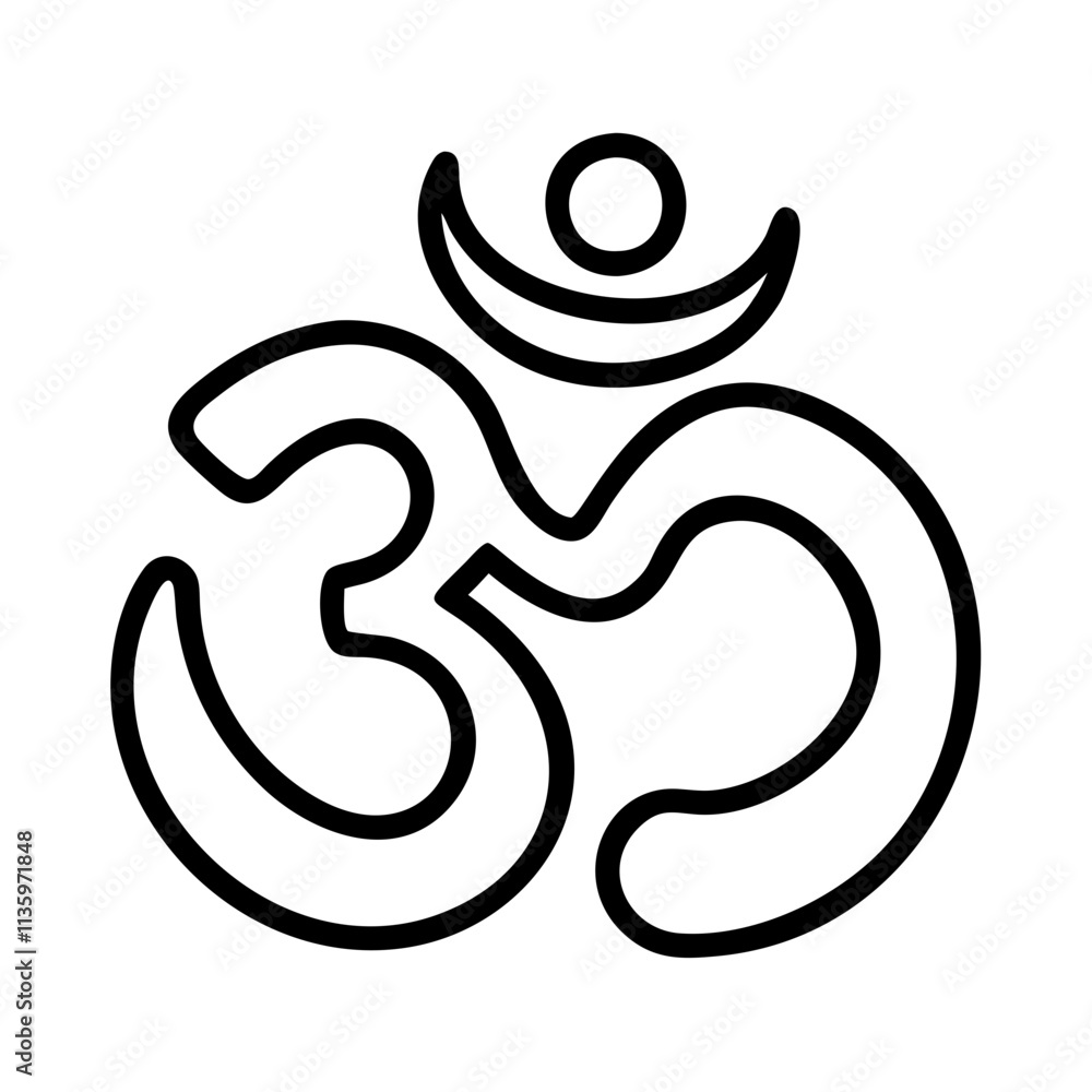 om symbol - simple black line art icon of om symbol, for yoga daycelebrations. yoga vector art. om symbol - simple black line art icon of om symbol, for yoga daycelebrations. yoga vector art.