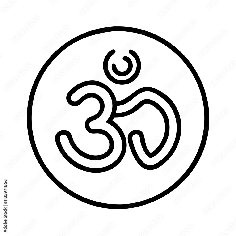 om symbol - simple black line art icon of om symbol, for yoga daycelebrations. yoga vector art. om symbol - simple black line art icon of om symbol, for yoga daycelebrations. yoga vector art.