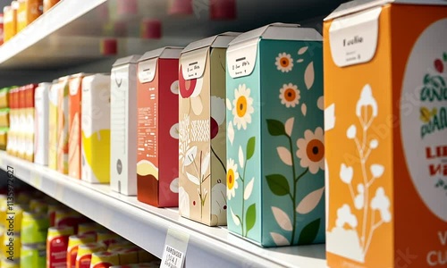Vibrant Grocery Shelf: Colorful Packaging Design