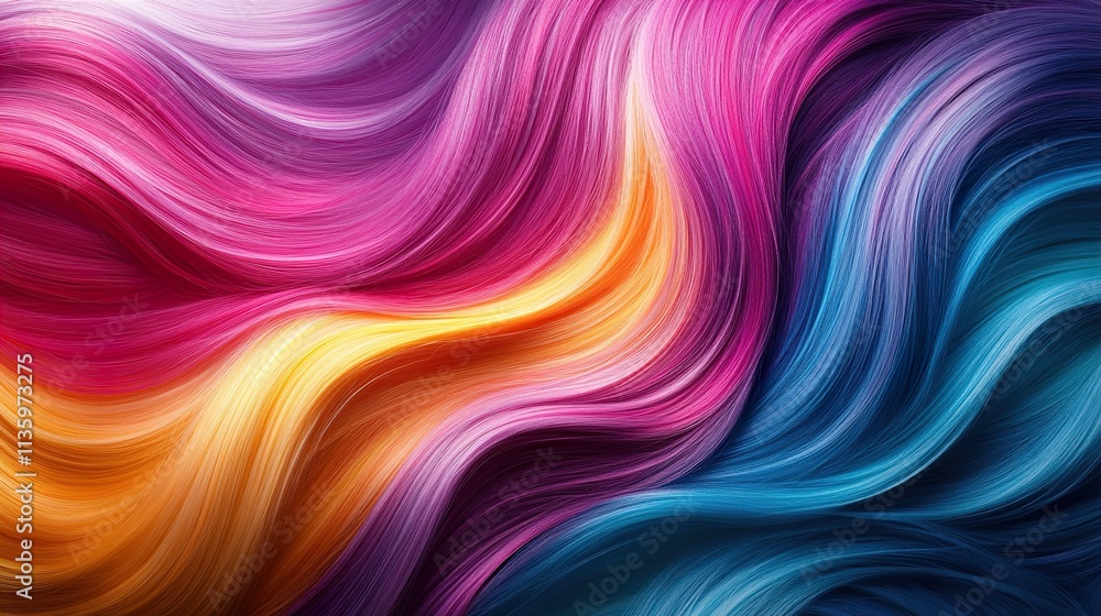 Fototapeta premium Vibrant Color Waves: Abstract Hair Texture Background