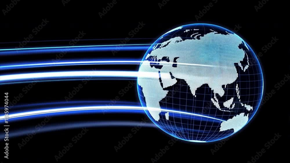 Digital Globe Blue Representation of Earth with Glowing Lines ...