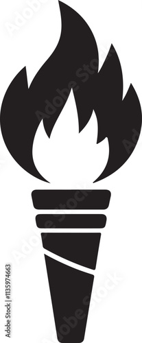 plant in a pot, Torch icon silhouette vector style with white background, Torch