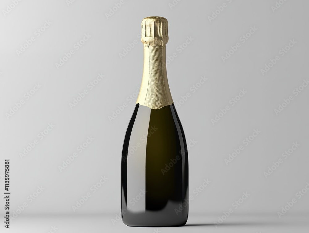 Champagne bottle on neutral gray background Champagne bottle on neutral gray background