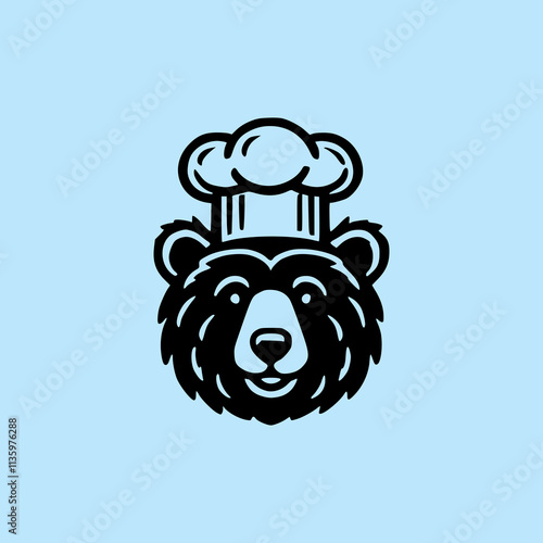 bear chef food restaurant logo vector illustration template design