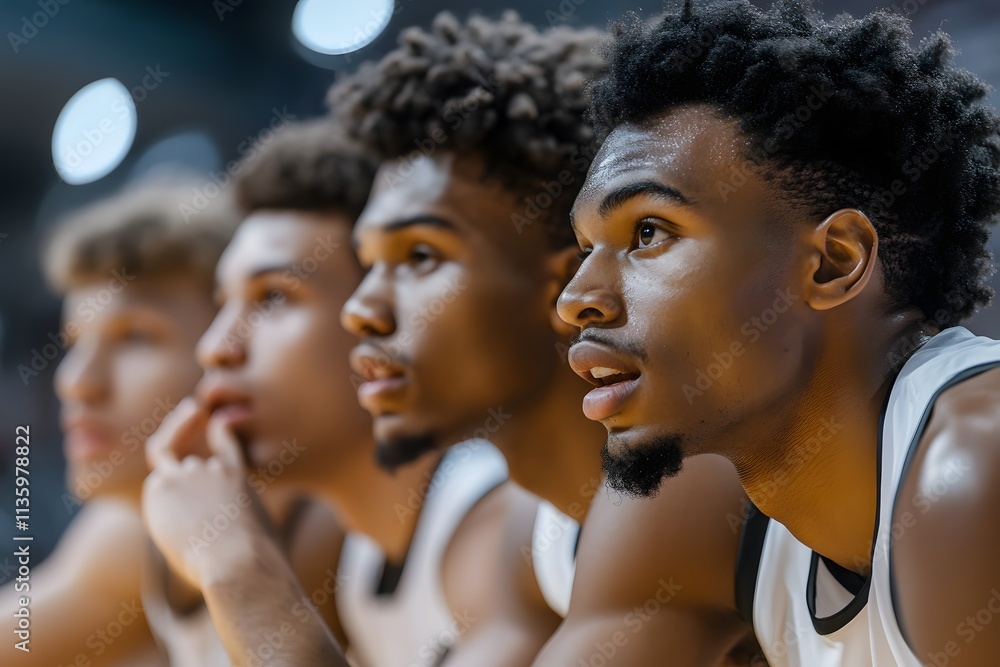 Obraz premium Basketball team strategizing during timeout
