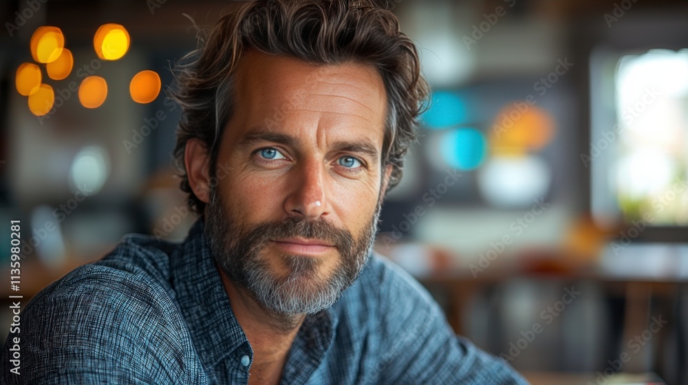 Portrait Photo of Man with Graying Hair and Blue Eyes Portrait Photo of Man with Graying Hair and Blue Eyes