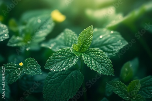 Bright Sunlit Peppermint Garden Foliage photo