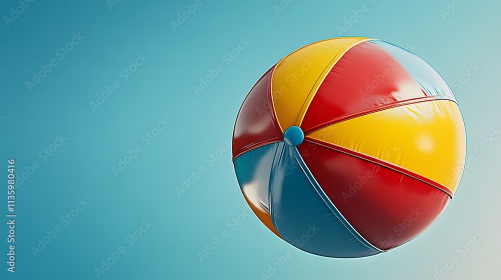 Fototapeta premium Colorful beach ball against a blue sky.