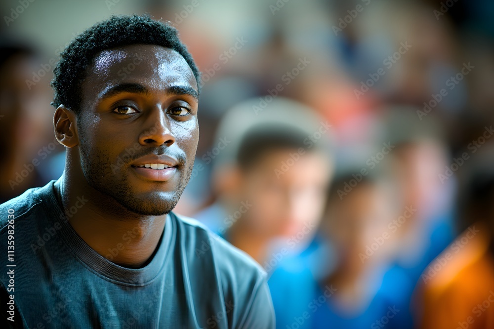 Basketball player coaching youth team Basketball player coaching youth team