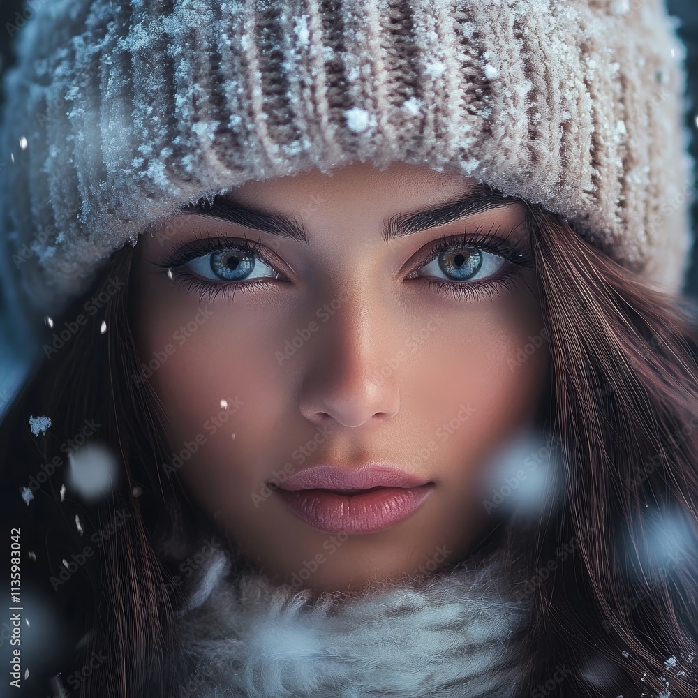 Hatted winter beauty. Hatted winter beauty.