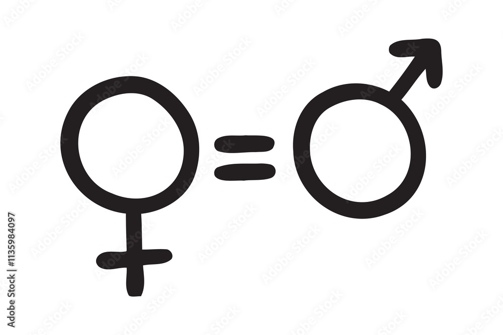 woman equality doodle hand drawn icon. Outline drawing feminist woman rights line clipart symbol woman equality doodle hand drawn icon. Outline drawing feminist woman rights line clipart symbol