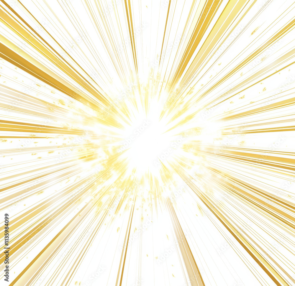Obraz premium Bright golden rays of light radiate from central point, creating stunning visual effect