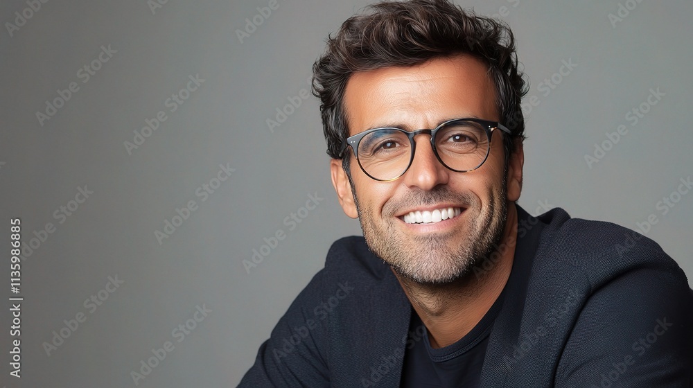 Confident Smiling Businessman in Business Attire with Glasses Confident Smiling Businessman in Business Attire with Glasses