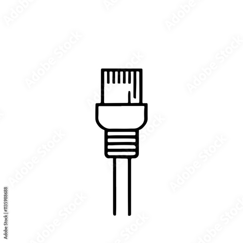 cable ethernet as a simple single icon logo black and white vector illustration, isolated on transparent background