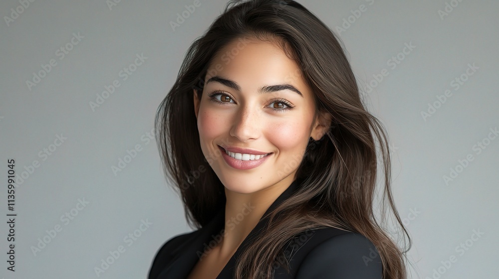 Fototapeta premium Young Businesswoman Smiling Confidently in Professional Attire