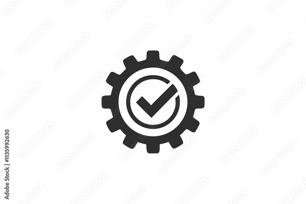 creative gear with check mark icon and logo vector illustration creative gear with check mark icon and logo vector illustration