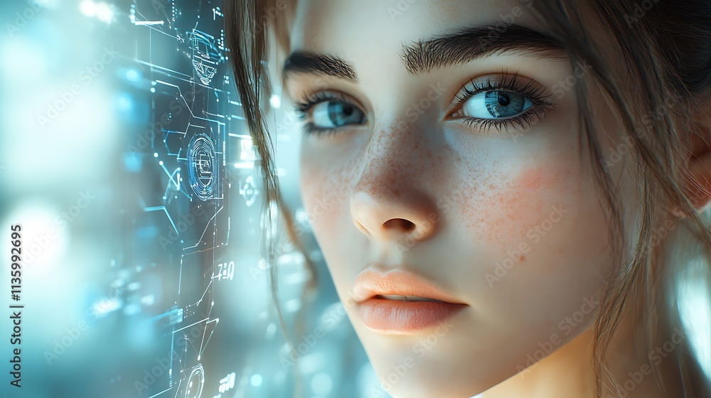 Digital innovation portrait futuristic setting close-up technology Digital innovation portrait futuristic setting close-up technology