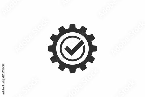 creative gear with check mark icon  and logo vector illustration