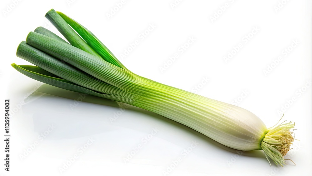 Isolated leek defies gravity. Surreal food levitation, a white background highlights the culinary artistry. Isolated leek defies gravity. Surreal food levitation, a white background highlights the culinary artistry.