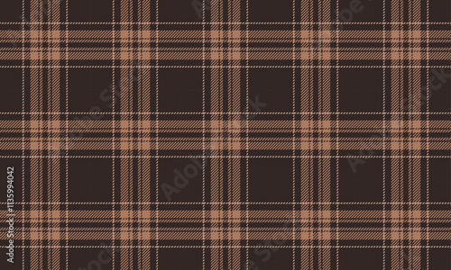 Plaid fabric pattern, brown, cream, seamless for textile and design clothes skirt pants apron tablecloth blanket or decoration fabric. Vector illustration.
