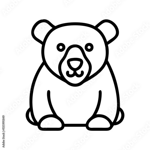 polar bear icon, canada day line art, canada icon - simple black line art icon of polar bear, symbolizing canada day celebrations. canadian vector art.