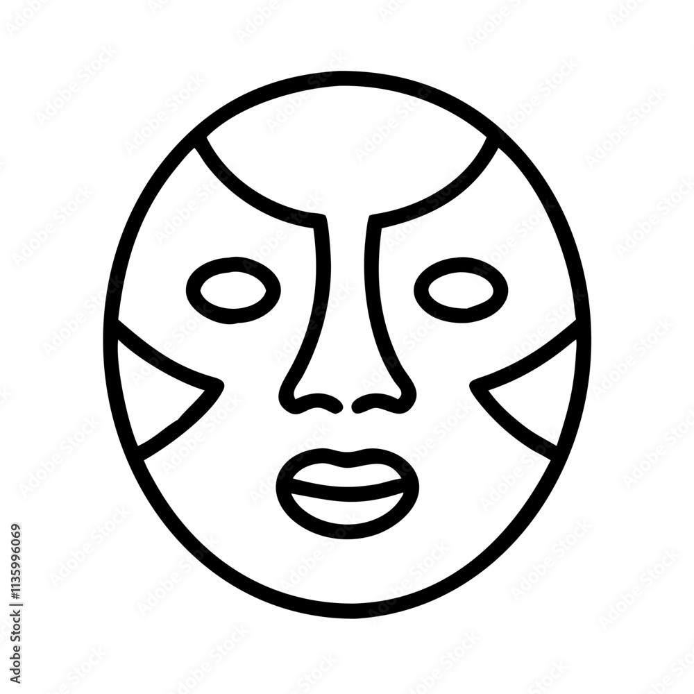 red and white face paint icon, canada day line art, canada icon - simple black line art icon of red and white face paint, symbolizing canada day celebrations. canadian vector art. red and white face paint icon, canada day line art, canada icon - simple black line art icon of red and white face paint, symbolizing canada day celebrations. canadian vector art.