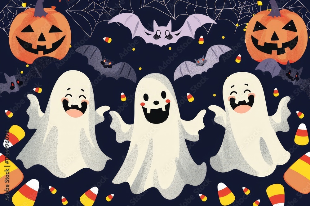 Happy Halloween Ghosts and Pumpkins Happy Halloween Ghosts and Pumpkins