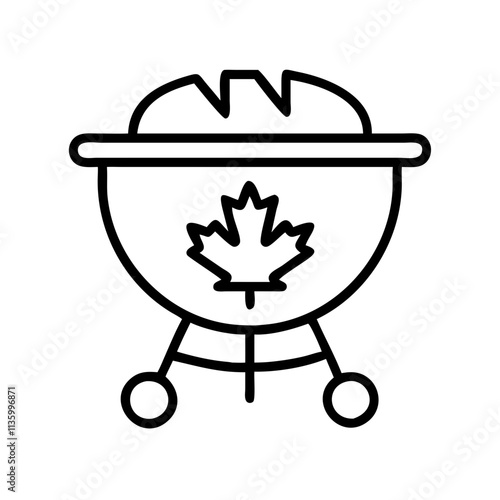 canada day bbq grill icon, canada day line art, canada icon - simple black line art icon of canada day bbq grill, symbolizing canada day celebrations. canadian vector art.