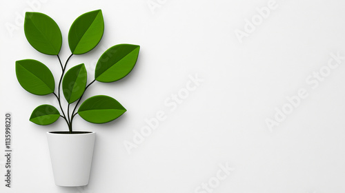 Minimalist Plant Growth: A simple potted plant, rendered in a flat, minimalist style, stands against a clean, white backdrop. The image evokes a sense of calmness and tranquility, symbolizing growth.