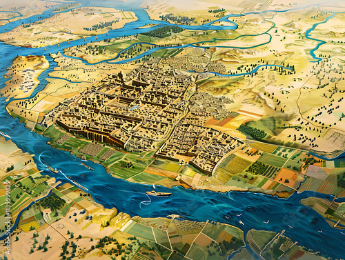 Aerial Map of an Ancient City Landscape photo