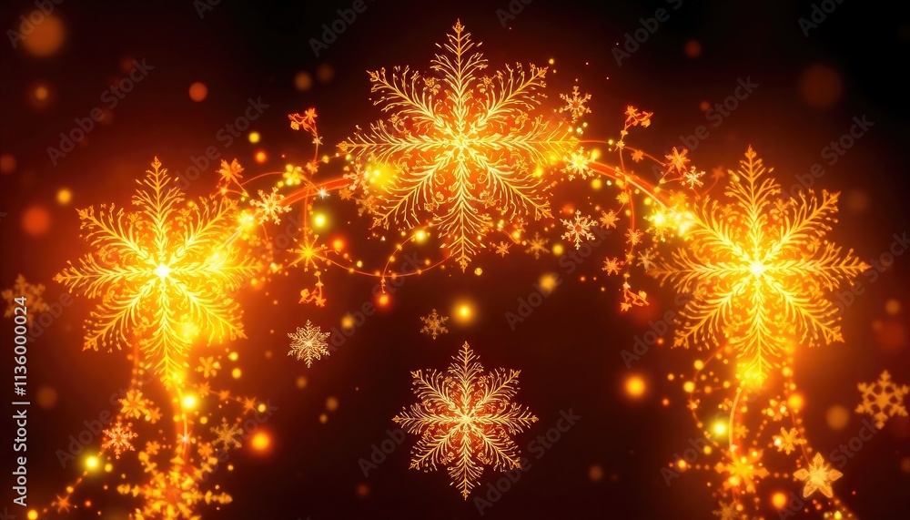 Naklejka premium Glowing Abstract Christmas Fractals Forming Intricate Festive Designs Vector Illustration. Free Christmas Background. Chrismas Wallpaper. Cool Wallpaper 4k