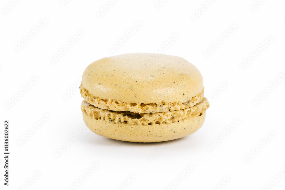 yellow macaron with jam isolated on white yellow macaron with jam isolated on white